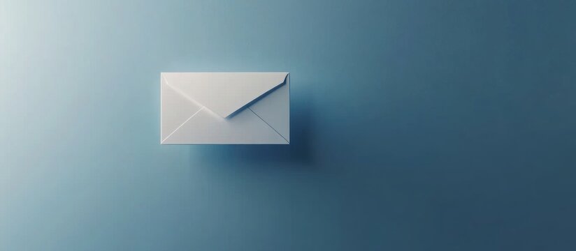 Minimalist Design Presenting an Isolated White Envelope on Blue Backdrop