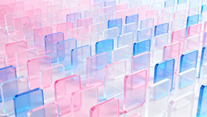 Fototapeta premium Futuristic Pink Transparent Cube Abstract Arrangement Design
