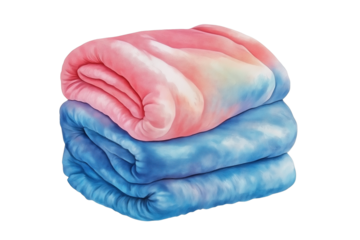 Watercolor Fuzzy Blanket Isolated on Transparent Background. Warm Fuzzy Blanket Watercolor Illustration Isolated.
