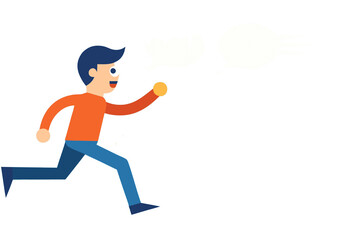 Hurry. A man running with his worries on business