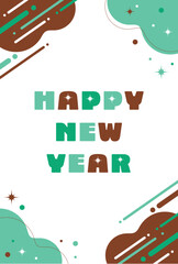 New Year's card templates with materials for 2026: the Year of the Horse. The designs are vertical and cute, and are auspicious, chocolate, mint. / はがきテンプレート 年賀状素材 2026年 午年 縦型 かわいい めでたい チョコミント