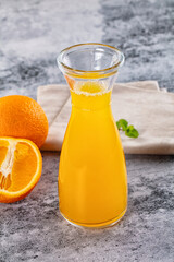 Fresh orange juice in the glass