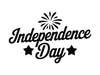 Obraz premium Independence Day celebratory text graphic with fireworks and stars