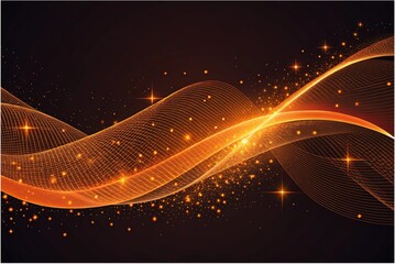 Abstract golden wave with glowing particles on a dark background for graphic design use