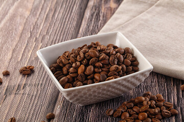 Roasted brown araboca coffee beans