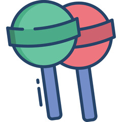 Two Lollipops One Green and One Red With Blue Sticks on a Transparent Background Perfect for Sweets and Candy Themed Designs