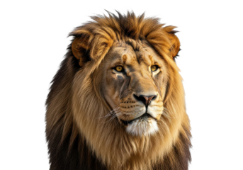 Majestic lion portrait showing power and grace, a symbol of strength, ideal for wildlife documentaries, conservation campaigns and impactful brand messaging