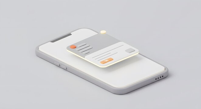 Modern smartphone with floating message notification pop-up, digital communication concept