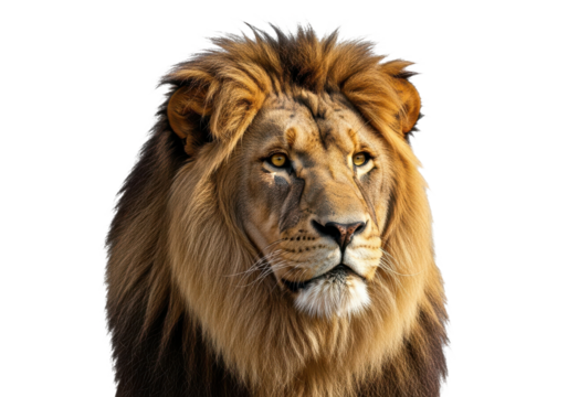 Majestic lion portrait showing power and grace, a symbol of strength, ideal for wildlife documentaries, conservation campaigns and impactful brand messaging
