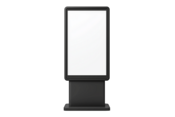 Blank Digital Advertising Kiosk Mockup Isolated on Transparent Background. Digital Display Kiosk Mockup PNG Transparent.