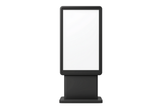 Blank Digital Advertising Kiosk Mockup Isolated on Transparent Background. Digital Display Kiosk Mockup PNG Transparent.