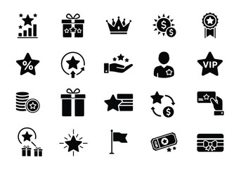 Customer loyalty, rewards, and bonus scheme icons - Vector icon symbol for website - Icon vector - Blue icon vector -  Flat Design Icon