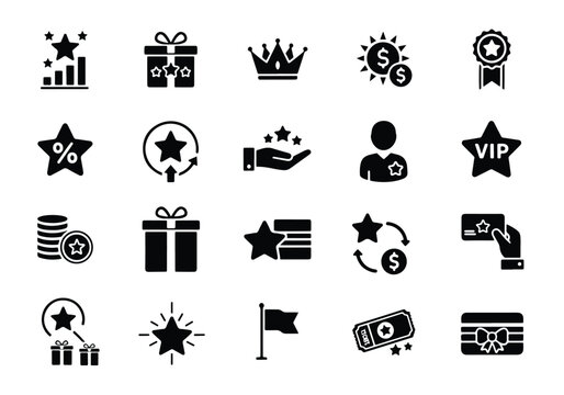 Customer loyalty, rewards, and bonus scheme icons - Vector icon symbol for website - Icon vector - Blue icon vector -  Flat Design Icon