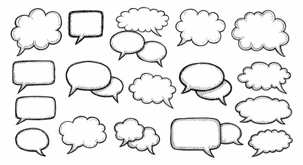 Fototapeta premium Collection of Hand-Drawn Speech Bubbles for Creative Communication.