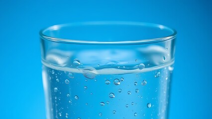 thrust. A crystal-clear glass of water with condensation, highlighted by cool blue tones and soft backlighting. bar promotions, beverage menus, designed for food & beverage menus and cafe branding.