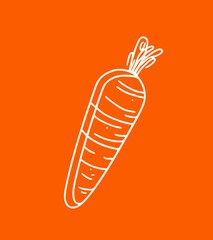 Carrot on an orange background in a minimalist style