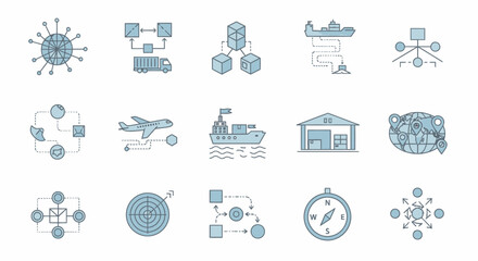 Logistics and Supply Chain Icons - A Comprehensive Visual Representation.