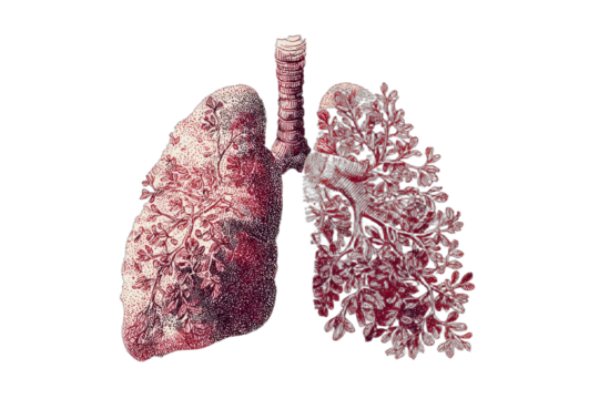 Artistic representation of lungs with foliage and branching patterns