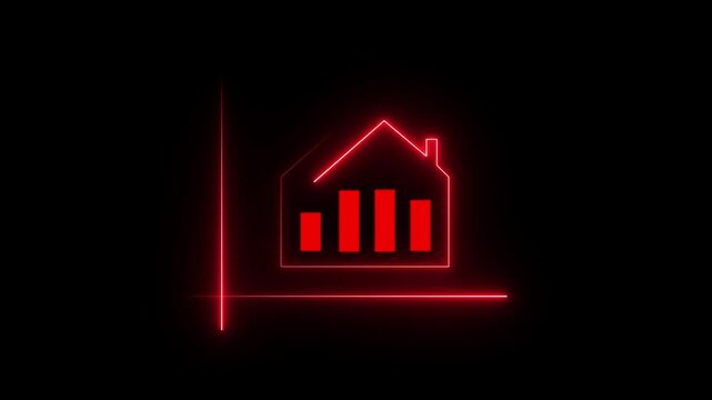Glowing neon line home with lightning bolt symbolizing home power and energy concept. Electric house neon sign. Sustainable energy idea concept. Charging icon and power icon animation. 4k