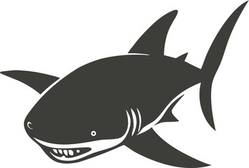 Fototapeta premium Silhouette of a fierce shark with sharp teeth and fins
