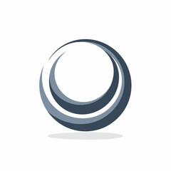 Sleek abstract circular icon featuring curving blue gray bands and dynamic ripple motion concept