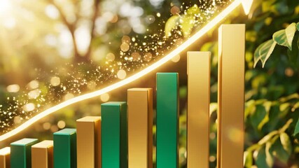 Growth chart with up arrow with green nature. - Powered by Adobe