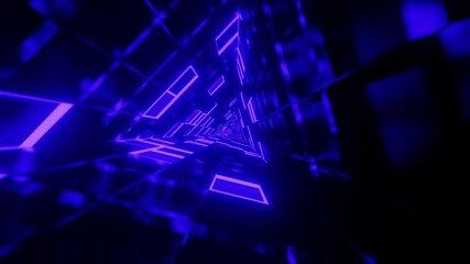 Triangle rotated mirrored dark purple glass VJ tunnel loop