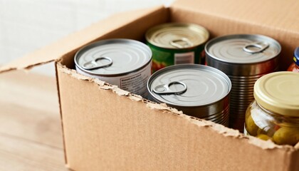 Donation Box with Non-Perishable Food - For charity and food drive campaigns