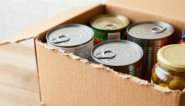 Donation Box with Non-Perishable Food - For charity and food drive campaigns
