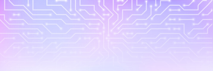 White circuit line pattern on purple gradient bg with abstract tech texture and ai board pathways. Electronic layout for modern digital interfaces, technology presentations or futuristic design.