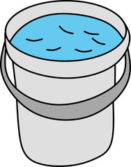 Simple Hand-Drawn Bucket Filled with Blue paint