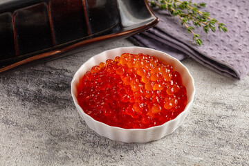 Luxury salmon red caviar roe