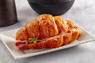 Croissant with ham and cheese