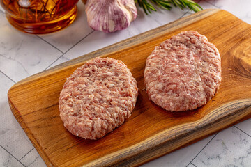 Raw minced meat cutlet for cooking