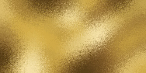 Naklejka premium Gold foil background with shiny rough texture. Vector realistic illustration of luxury golden wallpaper, glitter paper, light reflection gradient metal surface, brass paint effect on leather material