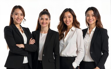 Diverse business team headshots isolated on transparent background. High quality