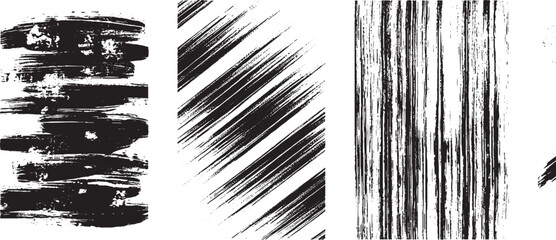 Set of grunge brush strokes black ink lines with rough edges vector design element for backgrounds and textures