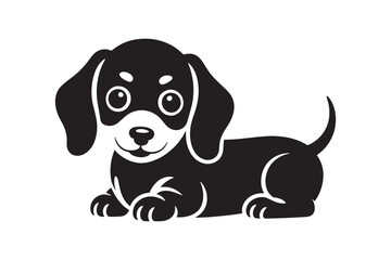 Cute cartoon wiener dog illustration isolated on white background