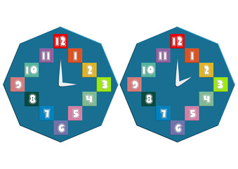 horloges octogonales indiquant le passage de l'heure d'&eacute;t&eacute; &agrave; l'heure d'hiver