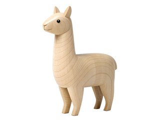 Obraz premium A carved wooden Alpaca figurine, 3D render, isolated on transparent background