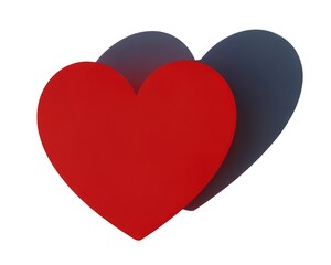 Two Heart Shapes One Red One Dark Blue With Shadow On White love symbol