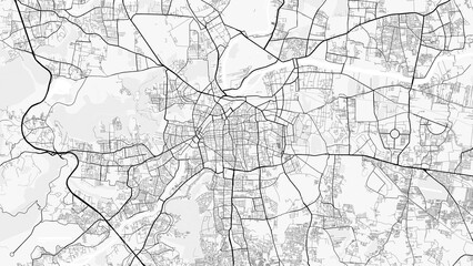 Pune City Map. Minimalist black and     white line art poster for printing, wallpaper, wall art, and map resources for home and office decor © City in Art
