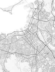 Fototapeta premium Fukuoka City Map. Minimalist black and white line art poster for printing, wallpaper, wall art, and map resources for home and office decor