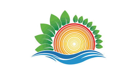 Obraz premium Natures Embrace - A Symbol of Harmony and Renewal with Sun, Leaves, and Water.