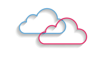 Two overlapping clouds with blue and pink outlines on white background.