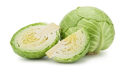 Fototapeta premium Vibrant Cabbage with Slices and Peel