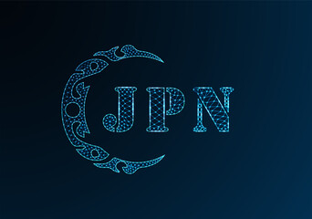 Low poly letter logo JPN design. JPN letter logo low poly vector design on blue color gradient background. JPN logo low poly design