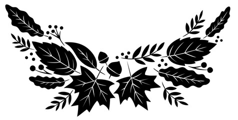 Fall Autumn harvest header ornament — decorative leaf and acorn centerpiece frame © OS