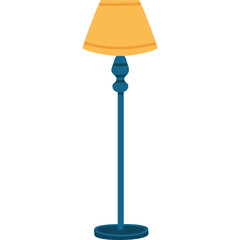A Tall Floor Lamp With A Blue Stem And A Yellow Lampshade Stands On A Transparent Background