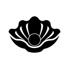 Oyster Black Silhouette Vector Icon on White Background.